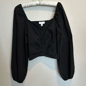Topshop Nordstrom women’s cropped long balloon sleeve top size 10